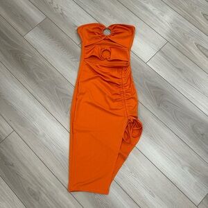 SHEIN Orange Strapless Dress